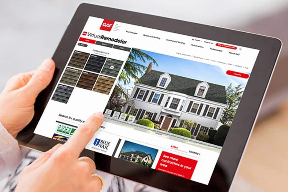 person using the Virtual Remodeler on a tablet
