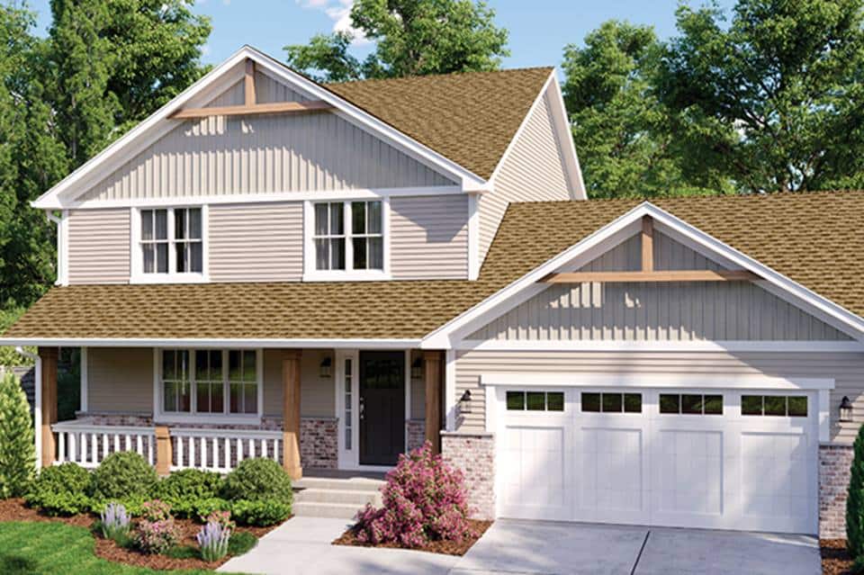 Beige home with Brown Timberline UHDZ shingles featuring StainGuard Plus Pro