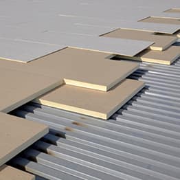 GAF Cover board panels on top of a commercial roof.