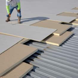 insulation and cover boards over a metal roof deck