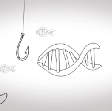 DNA as a fish cartoon.
