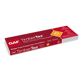 Package of GAF TimberTex premium ridge cap shingles.